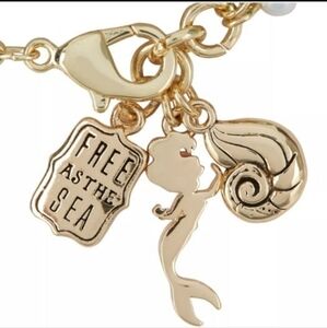 Disney Ariel the Little Mermaid 14K Gold Flash Plated and Bead Bracelet
